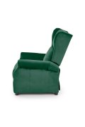 Fotel do salonu klasyczny, rozkładany, funkcja relax, ciemny zielony, tkanina velvet