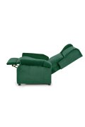 Fotel do salonu klasyczny, rozkładany, funkcja relax, ciemny zielony, tkanina velvet
