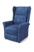 Fotel do salonu klasyczny, rozkładany, funkcja relax, granatowy, tkanina velvet