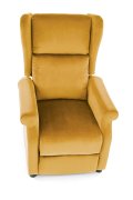 Fotel do salonu klasyczny, rozkładany, funkcja relax, musztardowy, tkanina velvet
