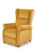 Fotel do salonu klasyczny, rozkładany, funkcja relax, musztardowy, tkanina velvet