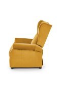 Fotel do salonu klasyczny, rozkładany, funkcja relax, musztardowy, tkanina velvet