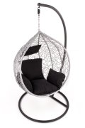 Ogrodowy wiszący fotel, boho, nowoczesny, czarno-popielaty, rattan syntetyczny