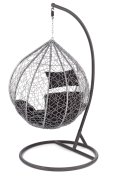 Ogrodowy wiszący fotel, boho, nowoczesny, czarno-popielaty, rattan syntetyczny