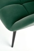 Fotel do salonu nowoczesny, kolor ciemny zielony, nóżki czarny metal