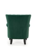 Fotel do salonu klasyczny, kolor ciemny zielony, tkanina velvet, nóżki drewniane czarne