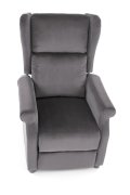 Fotel do salonu klasyczny, rozkładany, funkcja relax, popielaty, tkanina velvet