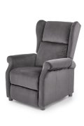 Fotel do salonu klasyczny, rozkładany, funkcja relax, popielaty, tkanina velvet