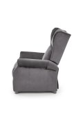 Fotel do salonu klasyczny, rozkładany, funkcja relax, popielaty, tkanina velvet