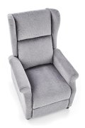 Fotel do salonu klasyczny, rozkładany, masujący, funkcja relax, popielaty, tkanina