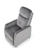 Rozkładany Fotel do salonu z funkcją spania w kolorze popielatym, tkanina velvet