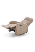 Fotel do salonu kolor beżowy rozkładany styl klasyczny, funkcja relax