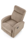 Fotel do salonu kolor beżowy rozkładany styl klasyczny, funkcja relax