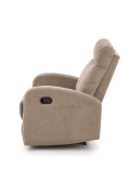 Fotel do salonu kolor beżowy rozkładany styl klasyczny, funkcja relax