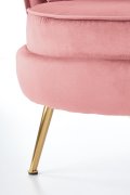 Fotel do salonu, glamour, różowy, złote nóżki, tkanina velvet