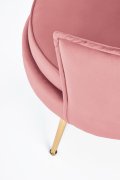 Fotel do salonu, glamour, różowy, złote nóżki, tkanina velvet