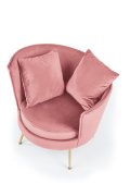 Fotel do salonu, glamour, różowy, złote nóżki, tkanina velvet