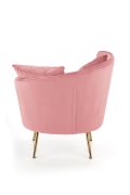 Fotel do salonu, glamour, różowy, złote nóżki, tkanina velvet