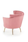 Fotel do salonu, glamour, różowy, złote nóżki, tkanina velvet