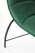 Fotel do salonu, nowoczesny, ciemny zielony, na czarnych metalowych nogach, tkanina velvet