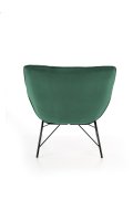 Fotel do salonu, nowoczesny, ciemny zielony, na czarnych metalowych nogach, tkanina velvet