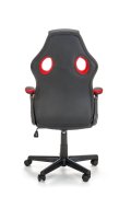 Fotel dla gracza, obrotowy, kolor czarny, czerwony, z podłokietnikami, tkanina membranowa, eko skóra