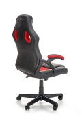 Fotel dla gracza, obrotowy, kolor czarny, czerwony, z podłokietnikami, tkanina membranowa, eko skóra