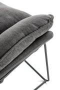 Fotel do salonu nowoczesny, kolor ciemny popielaty i stelaż czarny