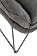Fotel do salonu nowoczesny, kolor ciemny popielaty i stelaż czarny