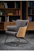 Fotel do salonu loft nowoczesny, kolor ciemnopopielaty i nóżki metal w kolorze czarnym
