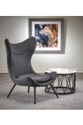 Nowoczesny Fotel do salonu, kolor antracyt z czarnymi nóżkami