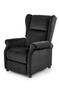 Fotel do salonu klasyczny, rozkładany, funkcja relax, czarny, tkanina velvet