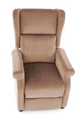 Fotel do salonu klasyczny, rozkładany, funkcja relax, beżowy, tkanina velvet