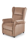Fotel do salonu klasyczny, rozkładany, funkcja relax, beżowy, tkanina velvet