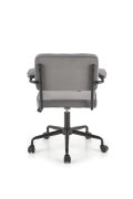 Minimalistyczny popielaty Fotel do biurka na czarnej obrotowej podstawie, tkanina velvet