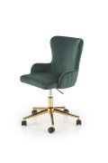Fotel gabinetowy obrotowy klasyczny, glamour, kolor ciemny zielony, tkanina velvet