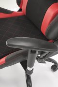 Gamingowy fotel na obrotowej podstawie, czarno-czerwony, regulowane podłokietniki