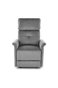 Fotel do salonu z funkcją elektrycznego rozkładania, gniazdo USB, kolor popielaty, tkanina velvet