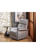 Fotel do salonu z funkcją elektrycznego rozkładania, gniazdo USB, kolor popielaty, tkanina velvet