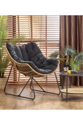 Fotel do salonu boho nowoczesny, kolor czarny i rattan syntetyczny
