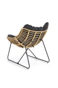 Fotel do salonu boho nowoczesny, kolor czarny i rattan syntetyczny