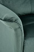 Fotel do salonu z funkcją elektrycznego rozkładania, gniazdo USB, kolor ciemny zielony, tkanina velvet