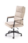 Fotel do biurka nowoczesny, beżowy, tapicerowany tkaniną, kółka kauczukowe