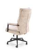 Fotel do biurka nowoczesny, beżowy, tapicerowany tkaniną, kółka kauczukowe
