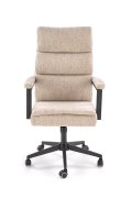 Fotel do biurka nowoczesny, beżowy, tapicerowany tkaniną, kółka kauczukowe