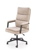 Fotel do biurka nowoczesny, beżowy, tapicerowany tkaniną, kółka kauczukowe