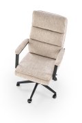 Fotel do biurka nowoczesny, beżowy, tapicerowany tkaniną, kółka kauczukowe