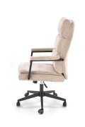 Fotel do biurka nowoczesny, beżowy, tapicerowany tkaniną, kółka kauczukowe