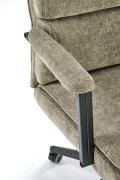 Fotel do biurka nowoczesny, oliwkowy, tapicerowany tkaniną, kółka kauczukowe
