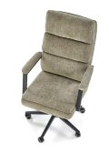 Fotel do biurka nowoczesny, oliwkowy, tapicerowany tkaniną, kółka kauczukowe